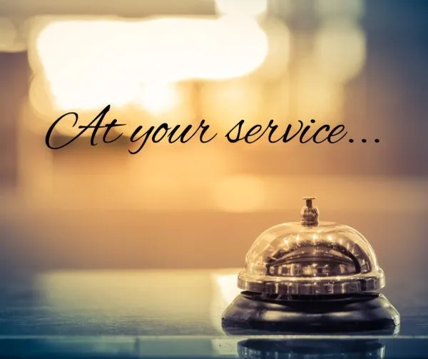A service bell and the words At your service